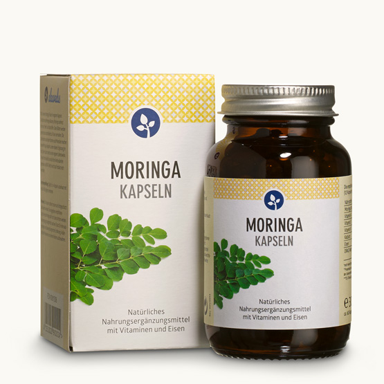 Moringa Kapseln Vegetarische Kapseln mit reinem Moringa Blattpulver befüllt.