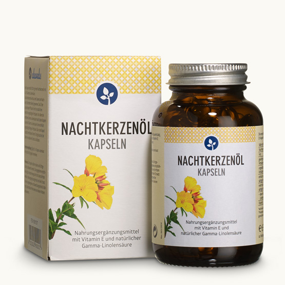 Nachtkerzenöl Kapseln Weichgelatine Kapseln mit Nachtkerzenöl und Vitamin E.