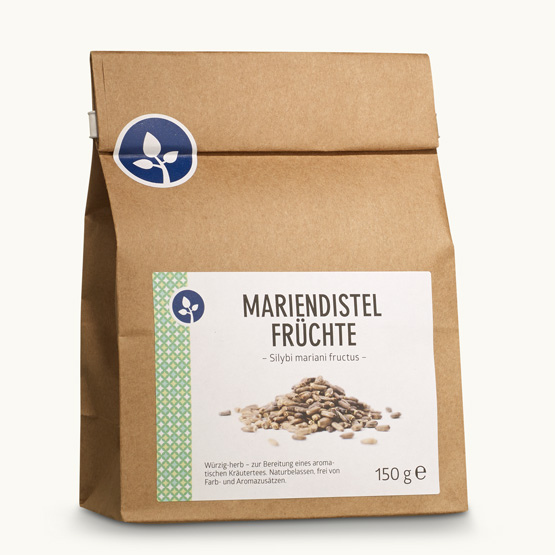 Mariendistelfrüchte Ganze Mariendistelsamen in Blockbodenbeutel.